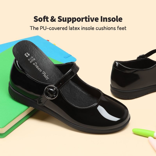 Girl's Mary Jane School Shoes - BLACK PATENT PU - 2
